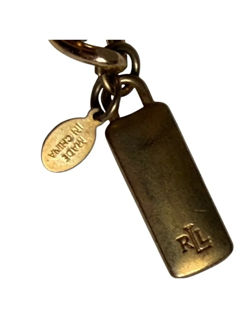 Vintage Ralph Lauren Gold Tone Chain Belt Pendant Accent Large Classic Preppy